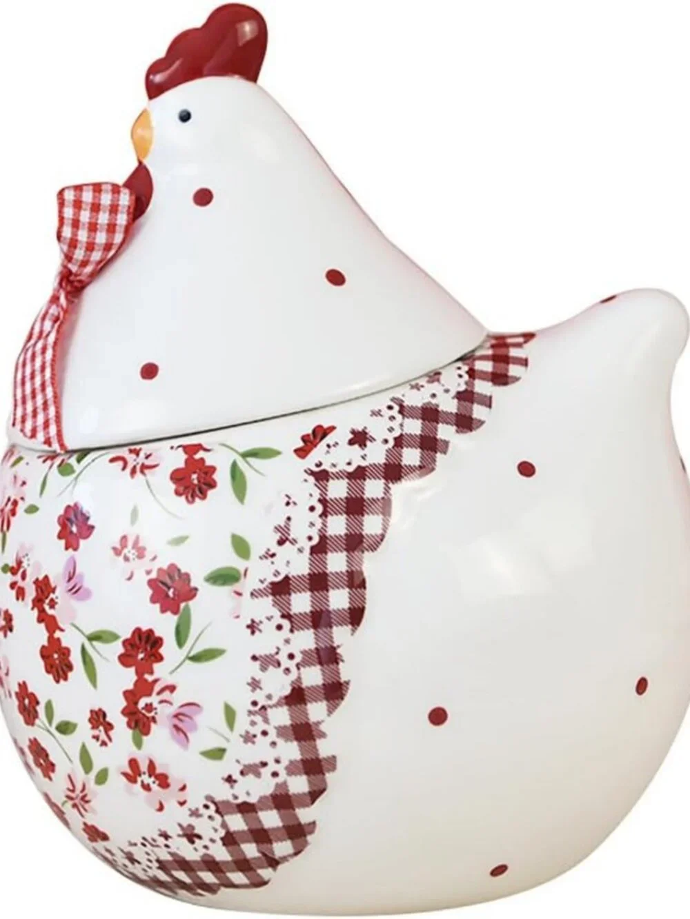 Charming Ceramic Easter Cookie Jar with Rooster & Flower Design, 35 OZ Airtight